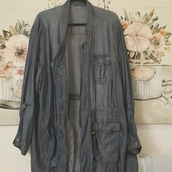 26/28W 3-4X Lite Denim Cargo Utility Lite Jacket - Picture 7 of 9